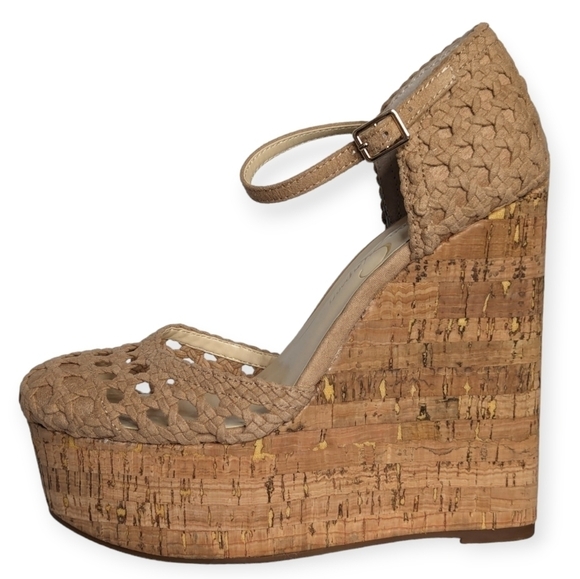 Jessica Simpson Marshela Ankle-Strap Platform Wedge Sandals Beige Size 5.5M/6M - Picture 6 of 12